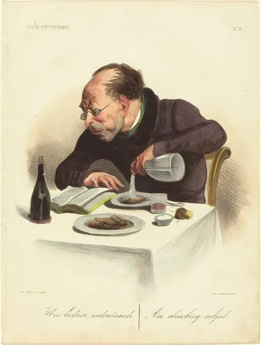 Framed Print : Une lecture entrainante, 1836. Creator: Honore Daumier Framed Print : Une lecture entrainante, 1836. Creator: Honore Daumier
