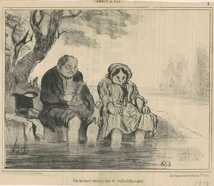 Framed Print : Une lecture intéressante et rafraichissante, 19th century. Creator: Honore Daumier Framed Print : Une lecture intéressante et rafraichissante, 19th century. Creator: Honore Daumier