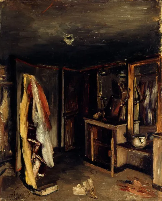 Framed Print : Une loge d'artiste à l'Opéra-Comique, après l'incendie du 15 mai 1887, place Boieldieu, 2ème.. Creator: Henri-Martin Vos Framed Print : Une loge d'artiste à l'Opéra-Comique, après l'incendie du 15 mai 1887, place Boieldieu, 2ème.. Creator: Henri-Martin Vos