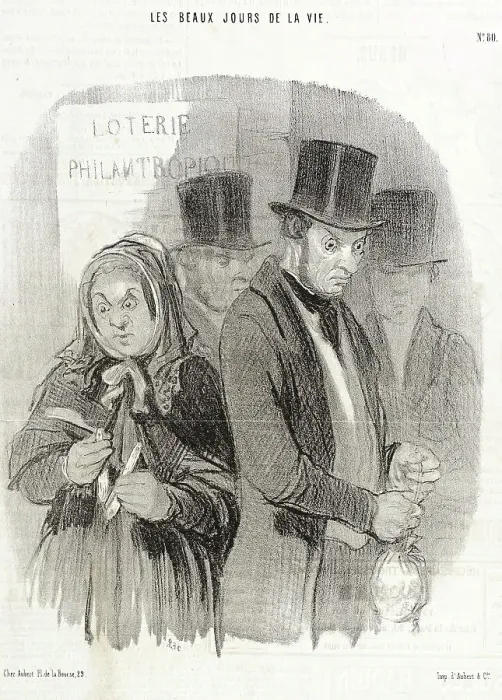 Framed Print : Une Loterie Philantropique. 1845. Creator: Honore Daumier Framed Print : Une Loterie Philantropique. 1845. Creator: Honore Daumier