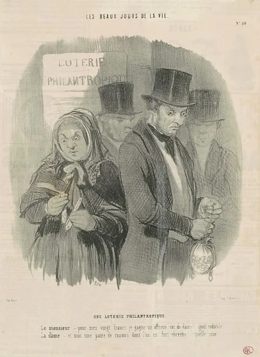 Framed Print : Une loterie philantropique, 19th century. Creator: Honore Daumier Framed Print : Une loterie philantropique, 19th century. Creator: Honore Daumier