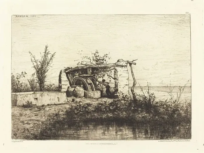 Framed Print : Une moria a Bordiquier (Italie), 1873. Creator: Adolphe Appian Framed Print : Une moria a Bordiquier (Italie), 1873. Creator: Adolphe Appian
