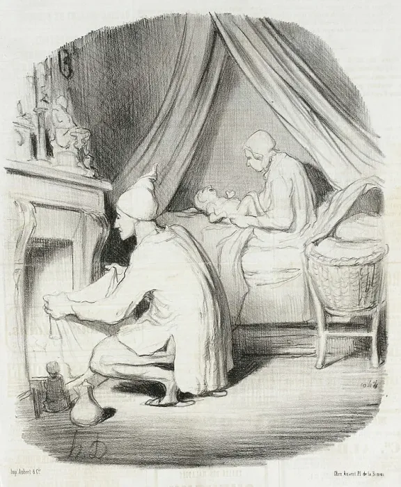 Framed Print : Une nuit agitée, 1847. Creator: Honore Daumier Framed Print : Une nuit agitée, 1847. Creator: Honore Daumier