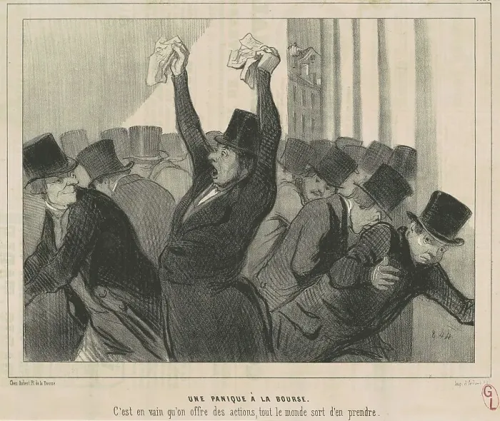 Framed Print : Une Panique a la Bourse, 19th century. Creator: Honore Daumier Framed Print : Une Panique a la Bourse, 19th century. Creator: Honore Daumier