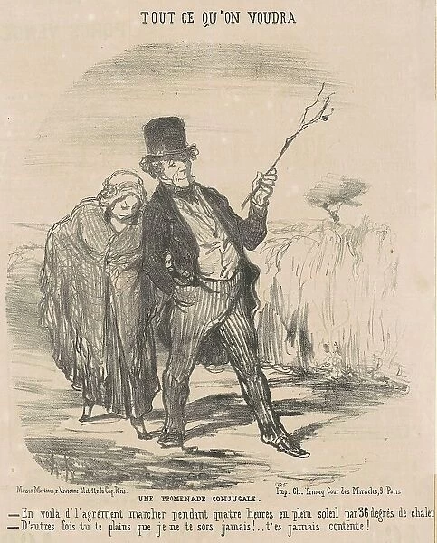 Une promenade conjugale, 19th century. Creator: Honore Daumier