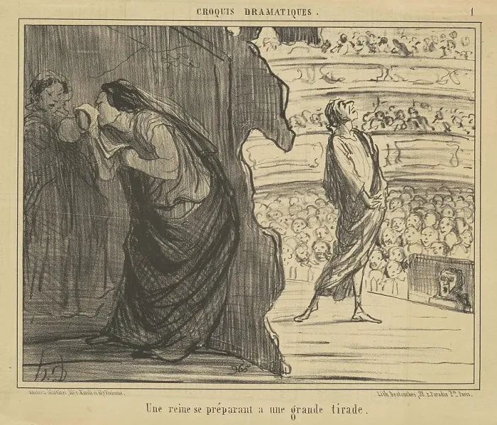 Framed Print : Une reine se préparant a une grande tirade, 19th century. Creator: Honore Daumier Framed Print : Une reine se préparant a une grande tirade, 19th century. Creator: Honore Daumier