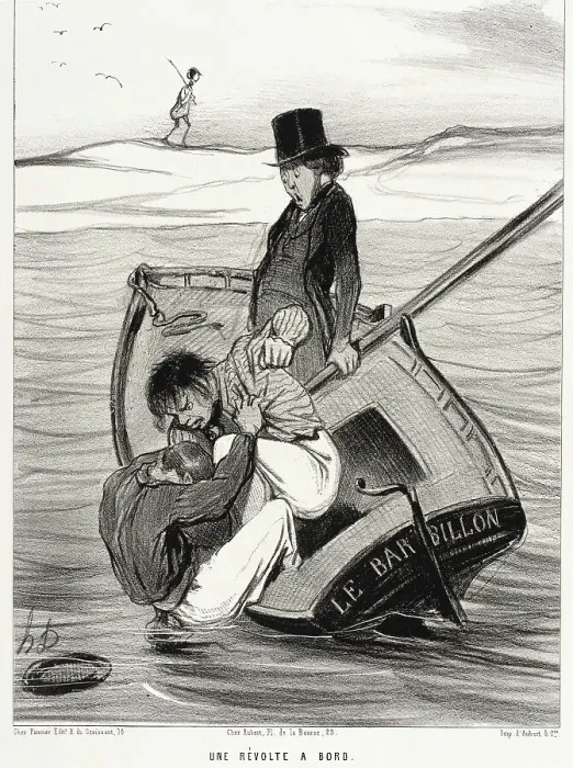 Framed Print : Une Révolte à Bord, 1843. Creator: Honore Daumier Framed Print : Une Révolte à Bord, 1843. Creator: Honore Daumier