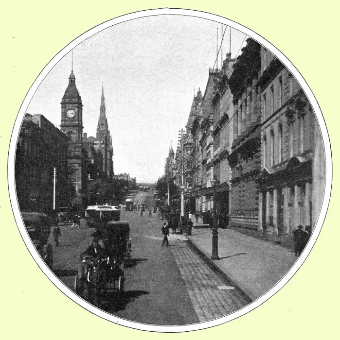 Framed Print : Une rue de grande ville australienne: Collins Street, Melbourne; Les Terres Du Pacifique, 1914. Creator: Unknown Framed Print : Une rue de grande ville australienne: Collins Street, Melbourne; Les Terres Du Pacifique, 1914. Creator: Unknown