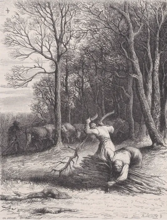 Framed Print : Une scene dans les bois;from Magasin Pittoresque, ca. 1852 Framed Print : Une scene dans les bois;from Magasin Pittoresque, ca. 1852
