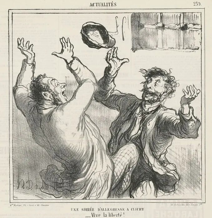 Framed Print : Une soirée d'allégresse a Clichy, 19th century. Creator: Honore Daumier Framed Print : Une soirée d'allégresse a Clichy, 19th century. Creator: Honore Daumier