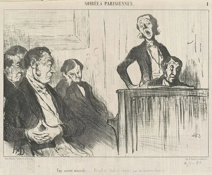 Framed Print : Une soirée musicale, 19th century. Creator: Honore Daumier Framed Print : Une soirée musicale, 19th century. Creator: Honore Daumier