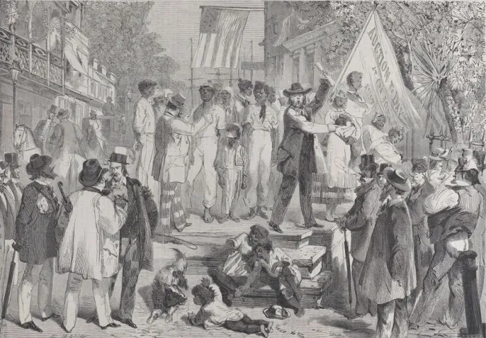 Framed Print : Une vente d esclaves, aRichmond (A Slave Auction at Richmond) Framed Print : Une vente d esclaves, aRichmond (A Slave Auction at Richmond)