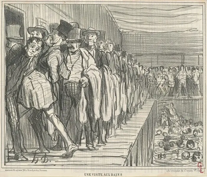 Framed Print : Une visite aux bains, 19th century. Creator: Honore Daumier Framed Print : Une visite aux bains, 19th century. Creator: Honore Daumier