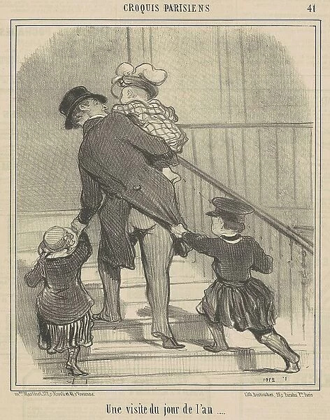Une visite du jour de l'an, 19th century. Creator: Honore Daumier