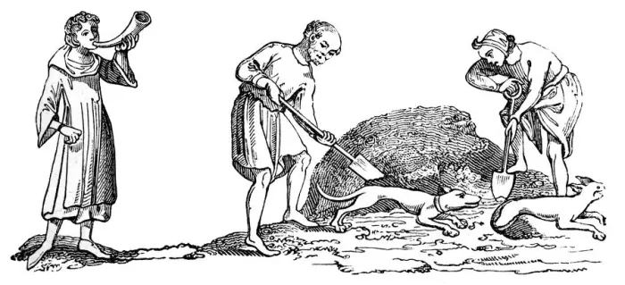 Framed Print : The Unearthing of a Fox, 14th century, (1833) Framed Print : The Unearthing of a Fox, 14th century, (1833)