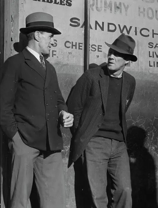 Framed Print : Unemployed men on Howard Street, San Francisco, California, 1937. Creator: Dorothea Lange Framed Print : Unemployed men on Howard Street, San Francisco, California, 1937. Creator: Dorothea Lange