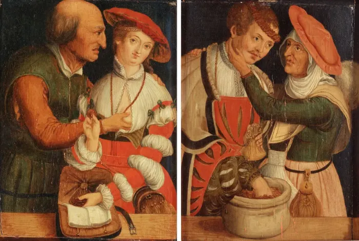 Framed Print : The Unequal Couples. Artist: Cranach, Lucas, the Elder (1472-1553) Framed Print : The Unequal Couples. Artist: Cranach, Lucas, the Elder (1472-1553)