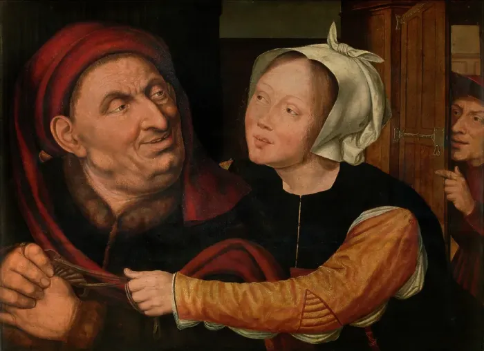 Framed Print : Unequal lovers, c1510s. Creator: Quentin Metsys I Framed Print : Unequal lovers, c1510s. Creator: Quentin Metsys I