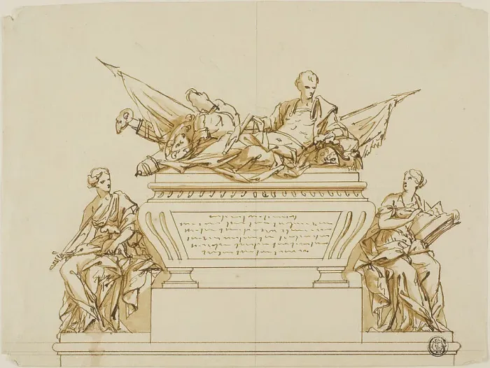 Framed Print : Unexecuted Design for the Monument to the First Duke of Marlborough, c. 1733. Creators: John Michael Rysbrack, Richard Wilson Framed Print : Unexecuted Design for the Monument to the First Duke of Marlborough, c. 1733. Creators: John Michael Rysbrack, Richard Wilson