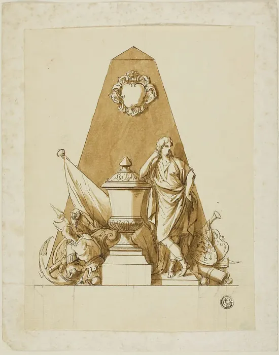 Framed Print : Unexecuted Design for the Monument to the First Duke of Marlborough, c. 1733. Creators: John Michael Rysbrack, Sir James Thornhill Framed Print : Unexecuted Design for the Monument to the First Duke of Marlborough, c. 1733. Creators: John Michael Rysbrack, Sir James Thornhill
