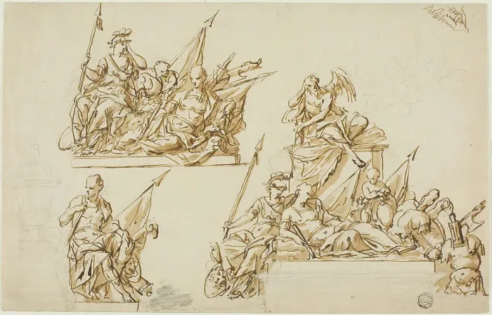 Framed Print : Unexecuted Designs for the Monument to the First Duke of Marlborough, c. 1733. Creators: John Michael Rysbrack, Sir James Thornhill Framed Print : Unexecuted Designs for the Monument to the First Duke of Marlborough, c. 1733. Creators: John Michael Rysbrack, Sir James Thornhill