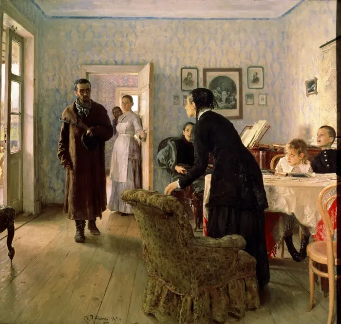 Framed Print : Unexpected Return, c1884-c1888. Artist: Il ya Repin Framed Print : Unexpected Return, c1884-c1888. Artist: Il ya Repin