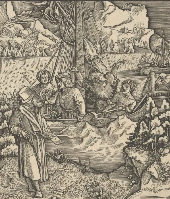 Framed Print : Unfalo Endangering Theuerdancks Ship, from Theuerdanck, 1517 Framed Print : Unfalo Endangering Theuerdancks Ship, from Theuerdanck, 1517