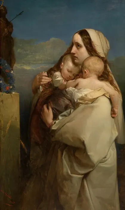 Framed Print : The Unfortunate Mother, 1843. Creator: Louis Gallait Framed Print : The Unfortunate Mother, 1843. Creator: Louis Gallait