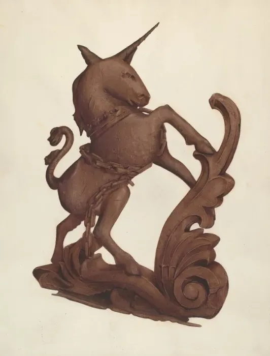 Framed Print : Unicorn, c. 1937. Creator: Alice Stearns Framed Print : Unicorn, c. 1937. Creator: Alice Stearns