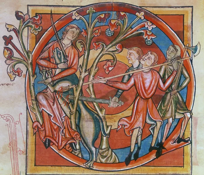 Framed Print : Unicorn enticed by a virgin, 1230-1240. Creator: Unknown Framed Print : Unicorn enticed by a virgin, 1230-1240. Creator: Unknown