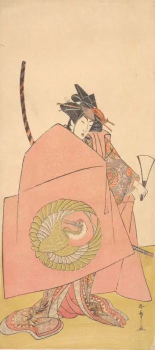 Framed Print : An Unidentified Actor in the Onna (Woman) Shibaraku (Wait-a-Moment) Act, ca. 1780. Creator: Shunsho
