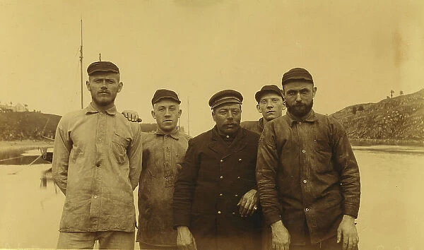 Five unidentified crew members, possibly fishermen or seal hunters, 1894 or 1895. Creator: Alfred Lee Broadbent