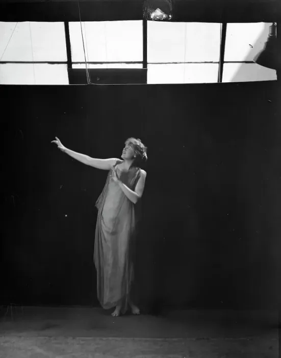 Framed Print : Unidentified dancer, possibly an Elizabeth Duncan dancer, between 1911 and 1942. Creator: Arnold Genthe Framed Print : Unidentified dancer, possibly an Elizabeth Duncan dancer, between 1911 and 1942. Creator: Arnold Genthe