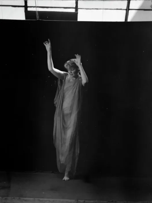 Framed Print : Unidentified dancer, possibly an Elizabeth Duncan dancer, between 1911 and 1942. Creator: Arnold Genthe Framed Print : Unidentified dancer, possibly an Elizabeth Duncan dancer, between 1911 and 1942. Creator: Arnold Genthe