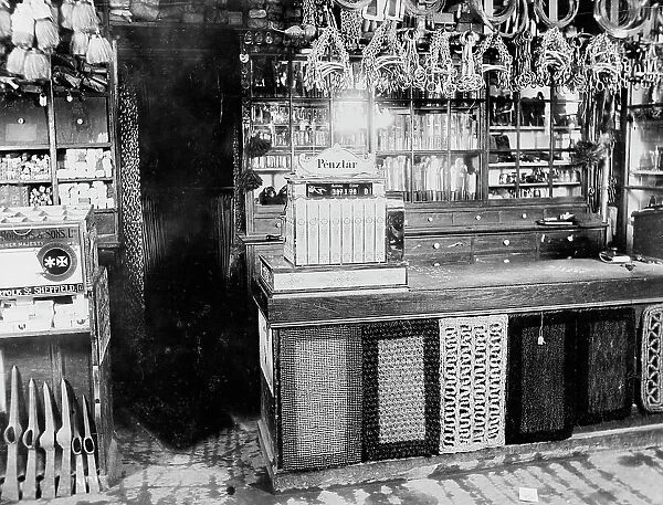 Unidentified hardware store, probably Hungary, between 1895 and 1910. Creator: Unknown
