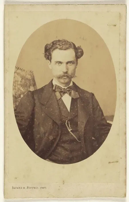 Framed Print : Unidentified man with handlebar moustache, printed in quasi-oval style, 1862-1868. Creator: Bayard & Bertall Framed Print : Unidentified man with handlebar moustache, printed in quasi-oval style, 1862-1868. Creator: Bayard & Bertall