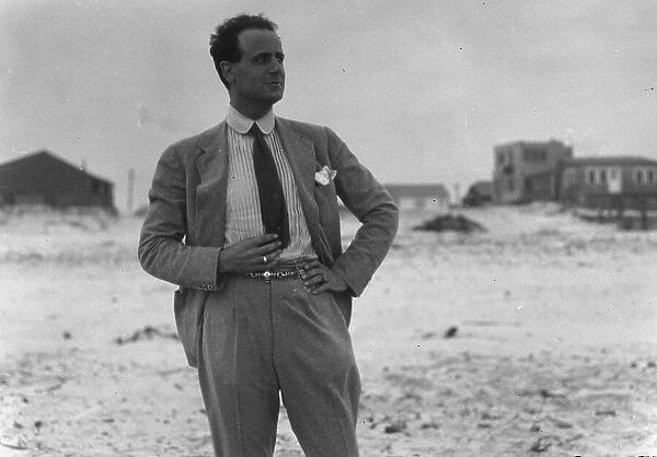 Unidentified man at Long Beach, New York, between 1911 and 1942. Creator: Arnold Genthe