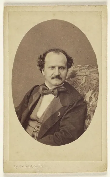 Framed Print : Unidentified man with moustache, wearing a bow tie, seated, about 1863. Creator: Bayard & Bertall Framed Print : Unidentified man with moustache, wearing a bow tie, seated, about 1863. Creator: Bayard & Bertall