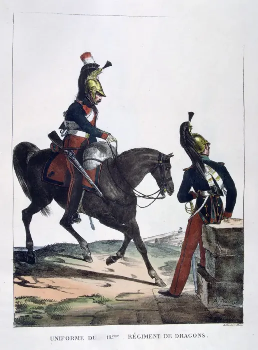 Framed Print : Uniform of the 12th Regiment of Dragoons, France, 1823. Artist: Charles Etienne Pierre Motte Framed Print : Uniform of the 12th Regiment of Dragoons, France, 1823. Artist: Charles Etienne Pierre Motte