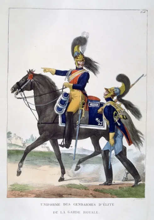 Framed Print : Uniform of the elite gendarmes of the royal guard, France, 1823. Artist: Charles Etienne Pierre Motte Framed Print : Uniform of the elite gendarmes of the royal guard, France, 1823. Artist: Charles Etienne Pierre Motte