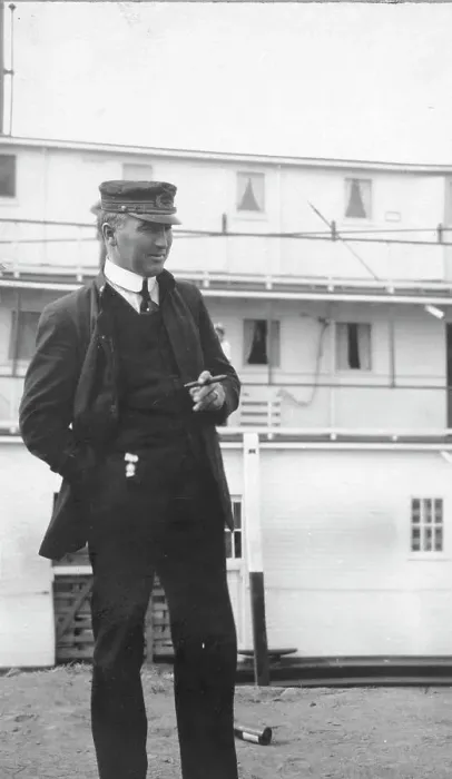 Framed Print : Uniformed man smoking a cigar, between c1900 and 1916. Creator: Unknown Framed Print : Uniformed man smoking a cigar, between c1900 and 1916. Creator: Unknown