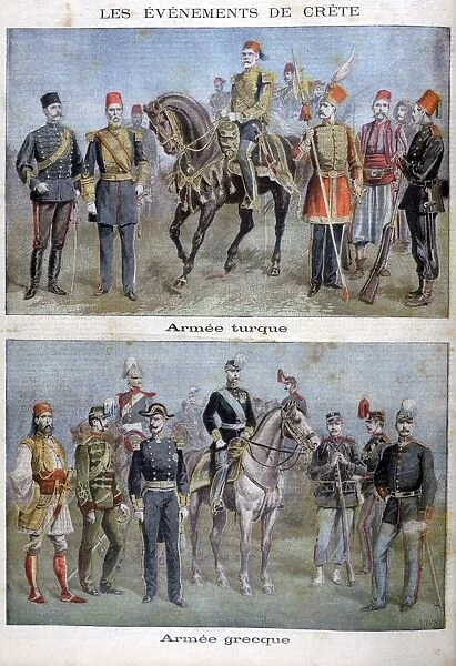 Uniforms of the Greek and Turkish armies, 1897. Artist: Henri Meyer