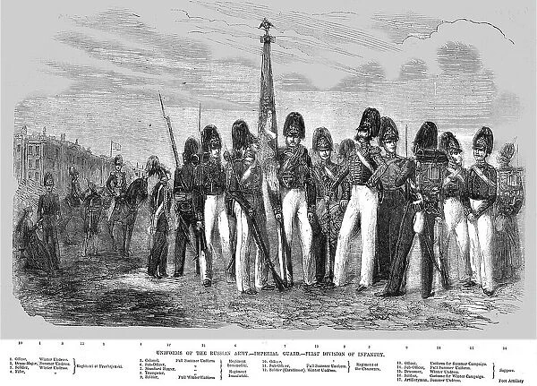 Uniforms of the Russian Army - Imperial Guard - First Division of Infantry, 1854. Creator: Unknown