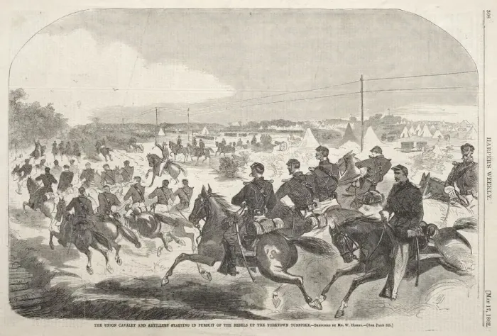 Framed Print : The Union Cavalry and Artillery Starting in Pursuit of the Rebels up the Yorktown Turnpike, 1862 Framed Print : The Union Cavalry and Artillery Starting in Pursuit of the Rebels up the Yorktown Turnpike, 1862