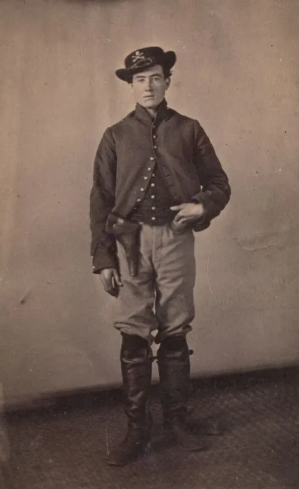 Framed Print : Union Cavalry Soldier with Pistol in Holster, 1861-65. Creator Framed Print : Union Cavalry Soldier with Pistol in Holster, 1861-65. Creator