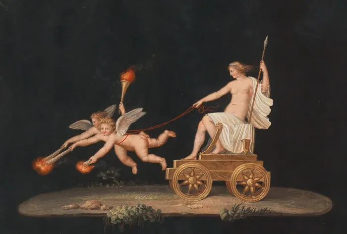 Framed Print : Union d'Amore (Venus on a carriage, drawn by putti), c. 1800. Creator: Maestri, Michelangelo (c. 1779-1812)