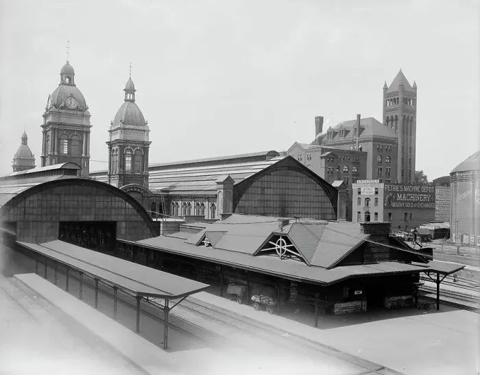 Framed Print : Union Depot, Toronto, between 1890 and 1901. Creator: Unknown Framed Print : Union Depot, Toronto, between 1890 and 1901. Creator: Unknown