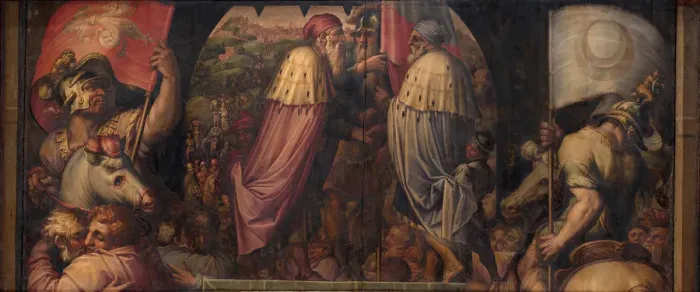 Framed Print : Union of Florence and Fiesole, 1563-1565. Artist: Vasari, Giorgio (1511-1574) Framed Print : Union of Florence and Fiesole, 1563-1565. Artist: Vasari, Giorgio (1511-1574)