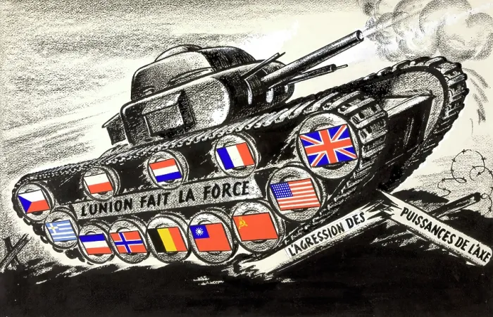 Framed Print : Union gives strength [against] Axis aggression, World War II poster, 1940