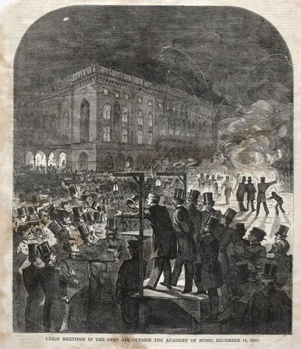 Framed Print : Union Meeting in the Open Air Outside the Academy of Music, 1859. Creator: Winslow Homer (American Framed Print : Union Meeting in the Open Air Outside the Academy of Music, 1859. Creator: Winslow Homer (American